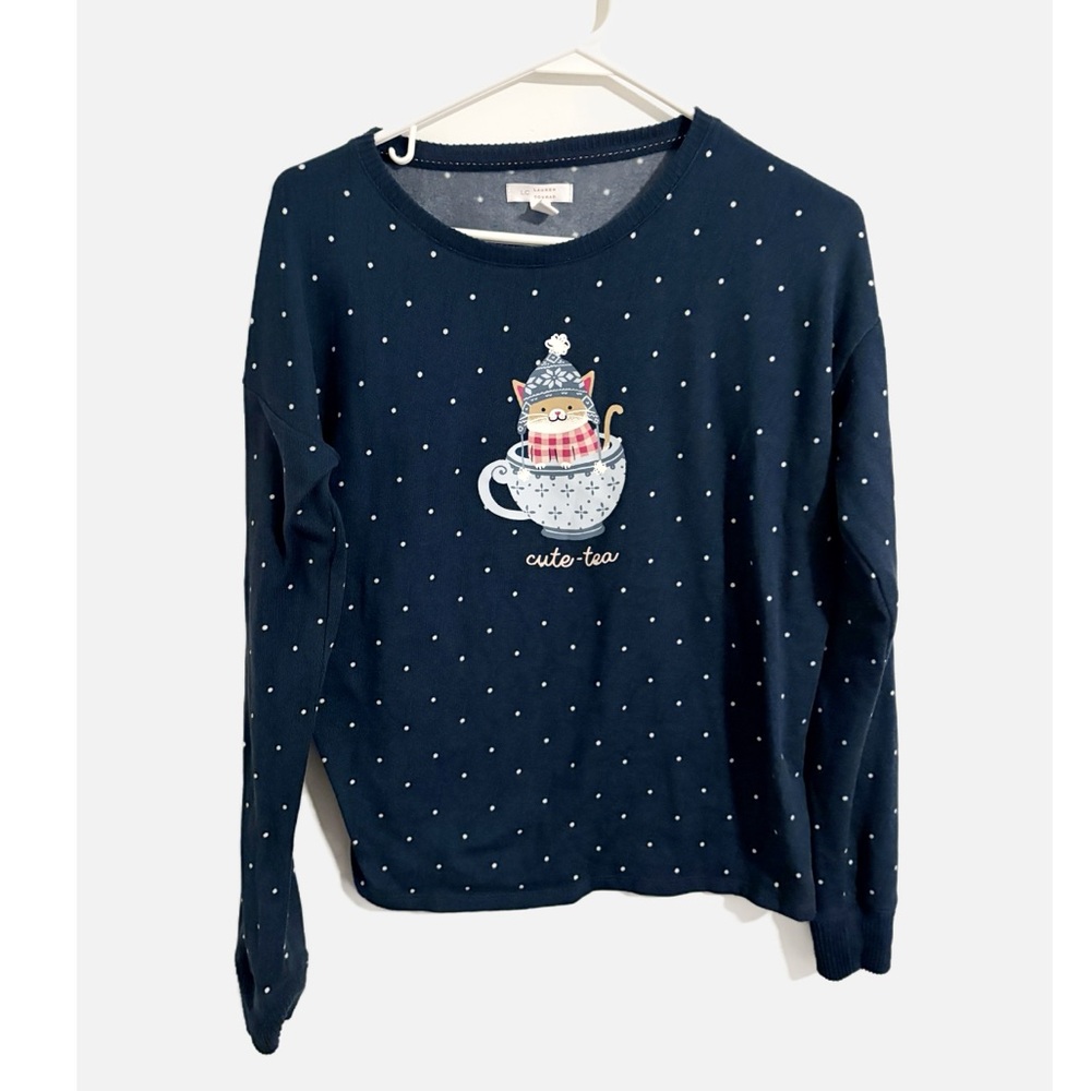 LC Lauren Conrad Long Sleeve Cute Cat Pajama Long Sleeve‎ Top
